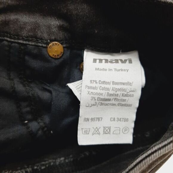 MAVI Jeans Co. High Rise Distressed Ripped Cuffed Hem Black Jean Shorts Sz 25 - Picture 12 of 14